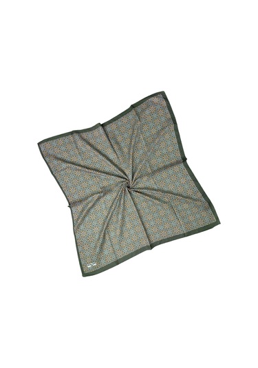 Ebruli Pamuklu Etnik Desenli Soft Eşarp 90x90 Cm Zümrüt