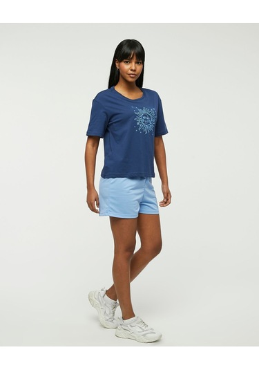 Bella Dossi Pamuklu Kısa Kollu Baskılı Kadın Şortlu Pijama Takımı Lacivert