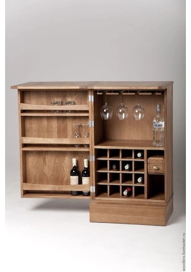 Tek Kapaklı Ahşap Mini Bar Dolabı Ceviz