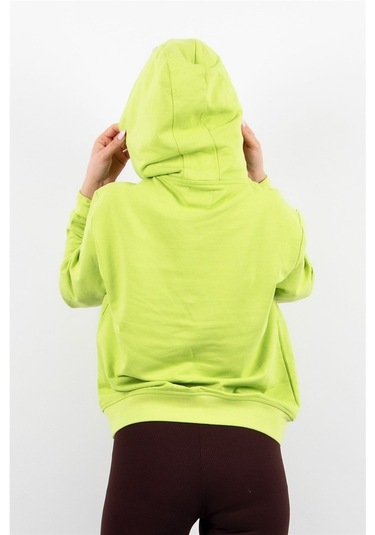 Kadın 2 Iplik Kapüşonlu Sweatshirt Yeşil