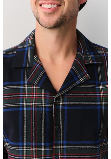 Suwen Matthew Erkek Maskülen Pijama Takımı Sh26300660b1352 Lacivert Ekose