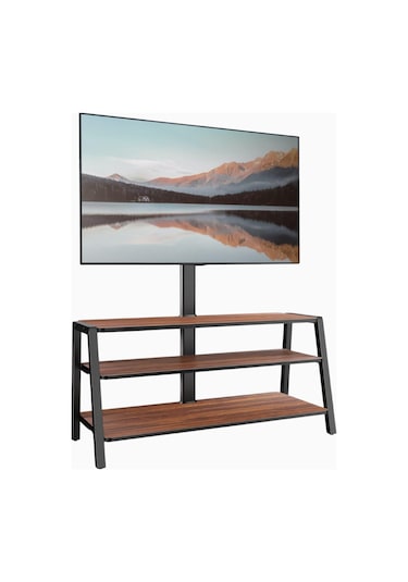 Fitueyes Tv Dolabı 37 70", 35 Kg Taşıma, Ayarlanabilir Yükseklik, 3 Ahşap Raf Tv Ünitesi Siyah