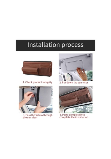 Bej Araba Organizatör Güneşlik Depolama Araba Güneşlik Klip Deri Saklama Kutusu Kalem Kart Bilet Güneş Gözlüğü Klip Çanta Araba Aksesuarları