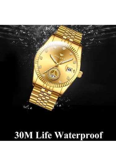 Novahub Fngeen 7010 Orta Yaşlı Erkekler Aydınlık Takvim Kuvars Saat Altın Altın Yüzey Arasında Çok Renkli Çok Renkli