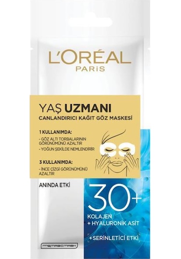 L'Oreal Paris Yaş Uzmanı Canlandırıcı Kağıt Göz Maskesi 30+