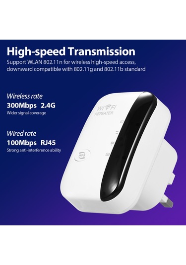 Xiyyadms 2.4ghz 300mbps Wifi Sinyal Güçlendirici, Kablosuz Repeater, Ap Modu, 2 Pcb Anten, Siyah, Abd Standartı