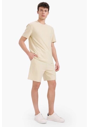 DeFacto %100 Pamuk Relax Fit Twill Dokulu Cepli Şort E2590AX25SMBG430