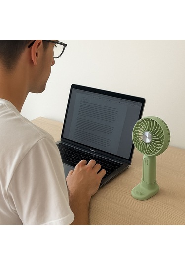 Buffer Masa Üstü Standlı Usb İle Şarj Olabilen 3 Ayarlı Fan Modlu Çanta Tipi El Fanı