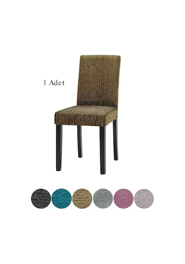 StarMall Jakarli Sandalye Örtüsü Çubuk Desen Yüksek Esnekli Sandalye Kılıfı 1 Adet Kahverengi