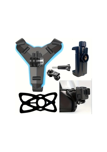 Cordial Abs Malzeme Aksiyon Kamerasi Kask Çene Montajı Mavi Ayarlanabilir Motor Bisiklet Başlığı Mavi