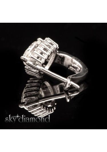 Sky Diamond Etrafı Pırıltılı Taşlarla Süslenmiş Damla Küpe Gümüş