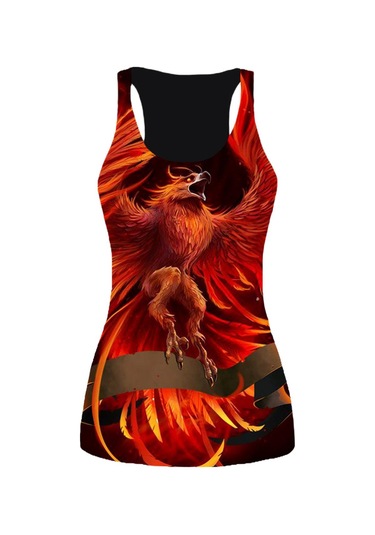 Kahverengi 3d Baskı Kaplan Tankı Üstleri Kadınlar İçin Egzersiz Yoga Spor Salonu Alev Phoenix Baskılı Yaz Spor Gömlek Artı Boyutu Yelekler Kadınlar İçin