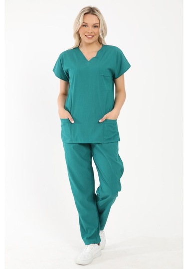 Likralı Cerrahi, Doktor, Hemşire, Renkli Üniforma Takım Cerrahi Yeşil