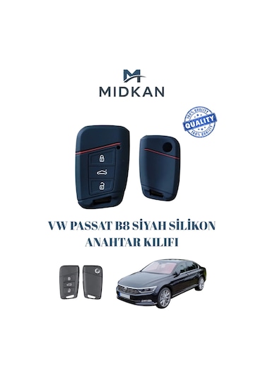 Volkswagen Passat B8 Skoda Superb Silikon Anahtar Kılıfı Siyahkırmızı02