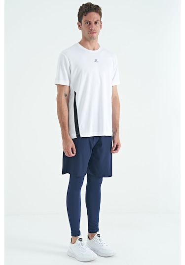 Tommy Life İndigo Logo Baskılı Yüksel Bel Slim Fit Aktif Spor Erkek Tayt - 84989 İndigo