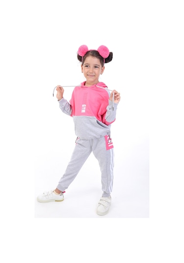 Toontoy Kız Çocuk Baskılı Eşofman Takım Fuşya