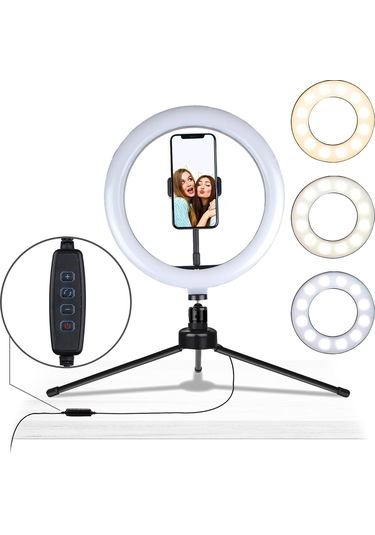 Gaman Tripodlu Youtuber Selfie Led Işıklı 10" Masaüstü Tripod 26 CM