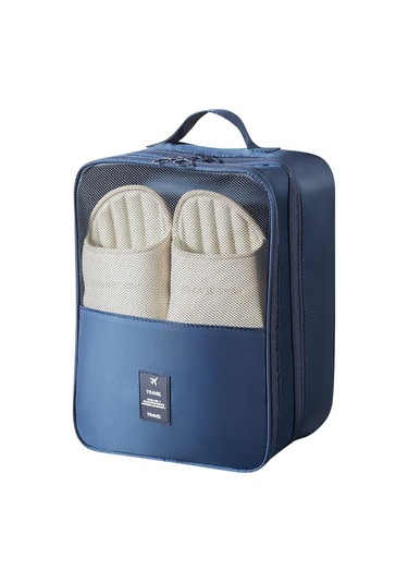 Su Geçirmez Saklama Çantası Tekerlekli Kutu Aksesuarları Bavul Düzenleyiciler Taşınabilir Ayakkabı Çantası Ev Lacivert