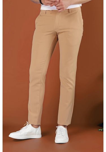 P 1123 Slim Fit Camel Spor Pantolon Camel