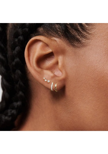 Kangvka Kadınlar İçin 14k Altın Kaplama Zirkon Taşlı 3 Çift Set: Dairesel Ve Taca Stilleriyle Çeşitli Renk Seçenekleri Gold