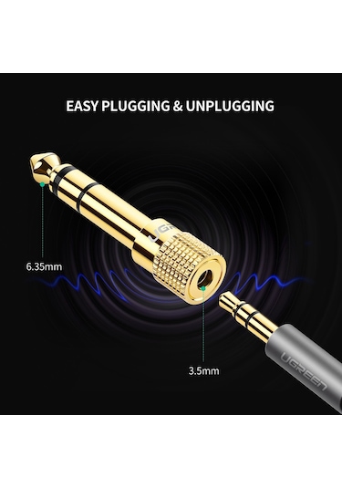 Ugreen Stereo 6.35Mm Erkek Jack 3.5Mm Dişi Jack Çivi Gitar Çeviri