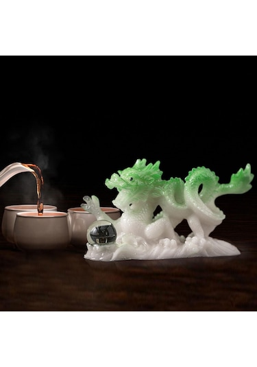 Homyl Ejderha Oynayan Boncuk Heykeli El Sanatları Masa Yeşil