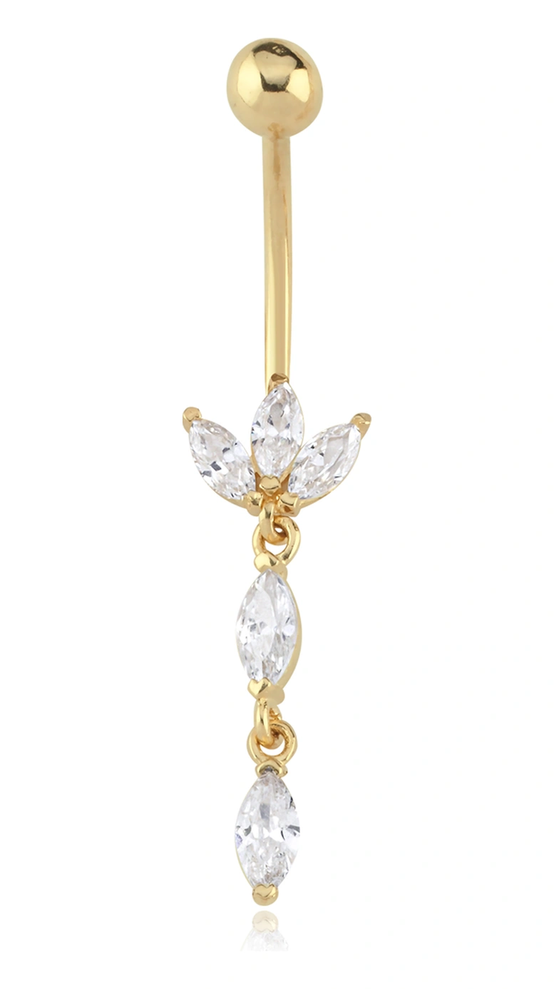 Cherry By Özkonak Lotus Sallantılı Göbek Piercing Sarı