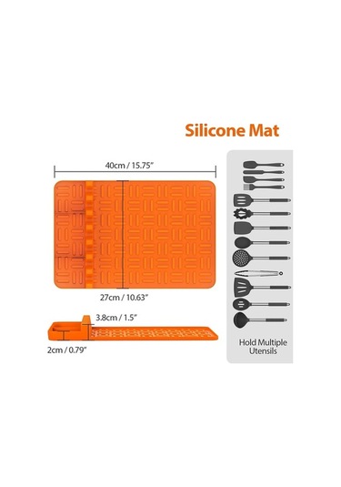 Ulzyvf Turuncu Silikon Pedli Izgara Matı, Yemek Pişirme Damlama Aleti Turuncu