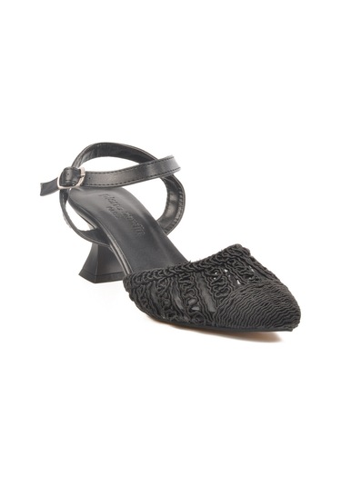 Siyah Triko Topuklu Kadın Abiye Ayakkabı Pc-54660 Z Siyah