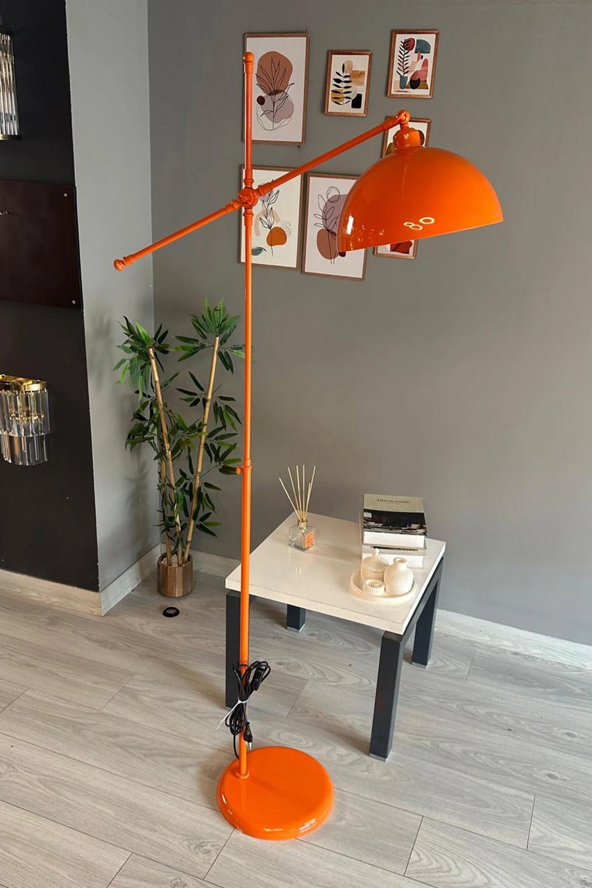 Turuncu Makas Gövde Lambader Hareketli Başlık Modern Dekoratif Metal Oturma Odası Çalışma Odası Zemin Lambası Turuncu