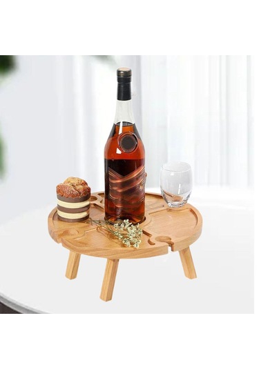 Dolıty Mini Piknik Masası Şarap Cam Tutucu Ile Ahşap Aperatif Gosterildigi Gibi Çok Renkli