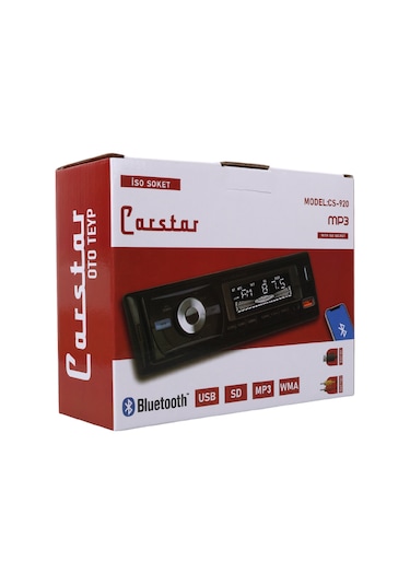 Ayt Carstar Cs-920 Çift Usb Sd Hafıza Kartı Fm Radyo Aux Bluetooth Araç Teyibi Kumandalı Oto Teyp 4x60 Watt Dijital