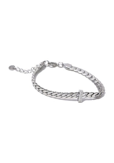 Gümüş Eetit Yüksek Kalite 18 K Altın Kaplama Küba Zincir Paslanmaz Çelik Bilezik Bileklik Zirkon Bildirimi Şık Moda Su Geçirmez Takı Gümüş