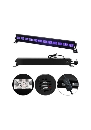 Szypzstore 12 Adet Uv Hattı Işık Duvar Yıkayıcı Cadılar Bayramı Sel Floresan Sahne Led Projeksiyon Işığı, Au Tak At5kfa Siyah