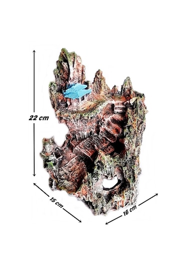 Şatolu Kaya Akvaryum Dekoru 22 Cm - Renk Sarı