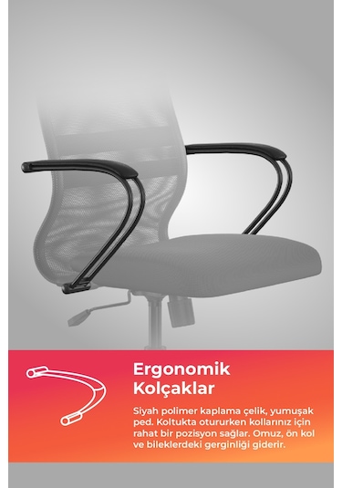 Ergolife Sit 8 Ofis Koltuğu Krom Ayaklı, Tekerlekli, Siyah, Bilgisayar Sandalyesi - 411.58.1.222 Siyah