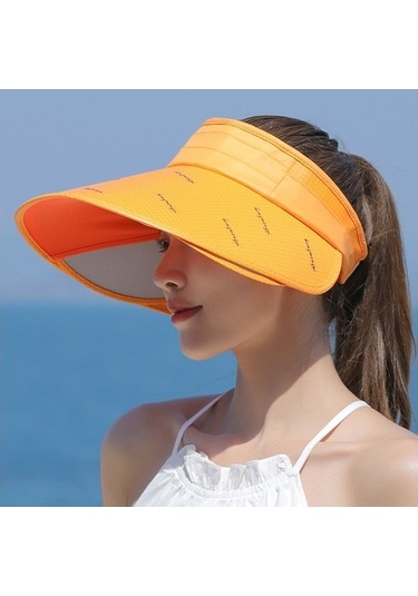 Kadınlar İçin Uv Koruma Sağlayan Şık Güneşlikli Yaz Şapkası Turuncu