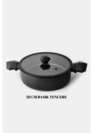 Gal Basık Tencere 28 Cm Siyah