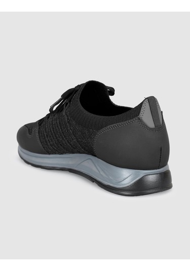 Cabani Siyah Bağcıklı Dokulu Örgü Sneaker Siyah - Neon Yeşil