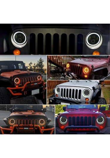 Hallow Aumotop 7" Araba Motosiklet Led Far Drl - Dönüş Sinyali - Düşük Beyaz Ve Kehribar 1 Adet