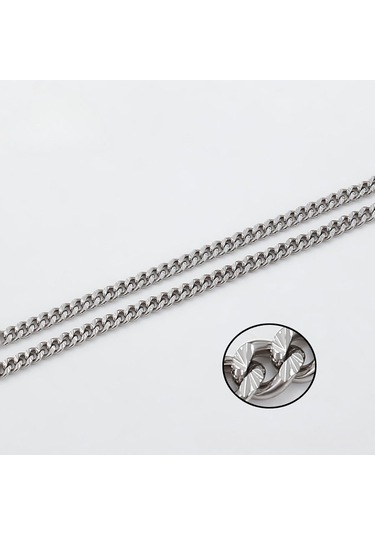 Platin Kaplama Klasik Gurmet Zincir Kolye / 50 Cm Silver
