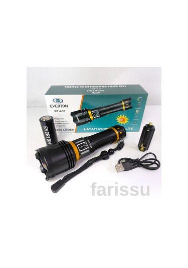 Rt-453 50w 1000 Lumen 4800 Mah 1-1,5 Km Menzilli Sarjli El Feneri Siyah