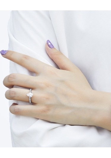 Soulader 925 Ayar Gümüş Su Damlası Yüzük, Zirkony Taşlı Şık Ve Zarif Kadın Yüzüğü, Lüks Moda Aksesuarı 19mm Gümüş