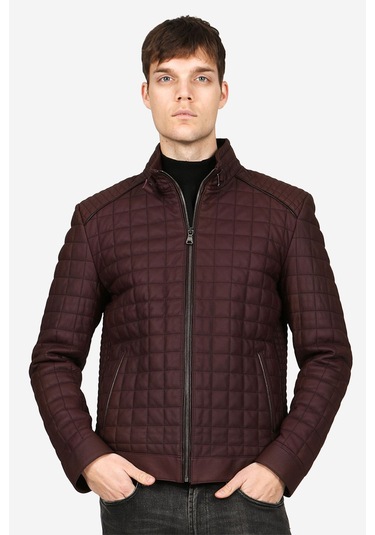 Dericlub E1203 Gummy Gerçek Deri Erkek Mont Bordo Bordo