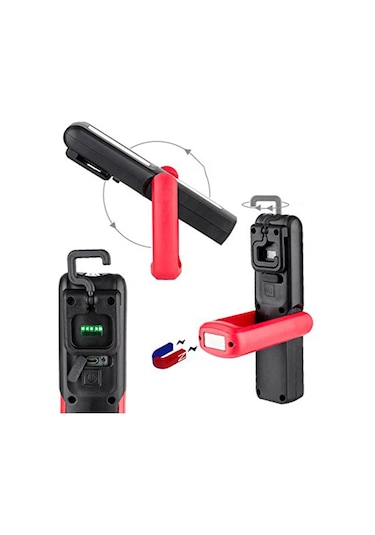 Mıknatıslı Taşınabilir Usb Şarjlı Led Cob Fener Siyah