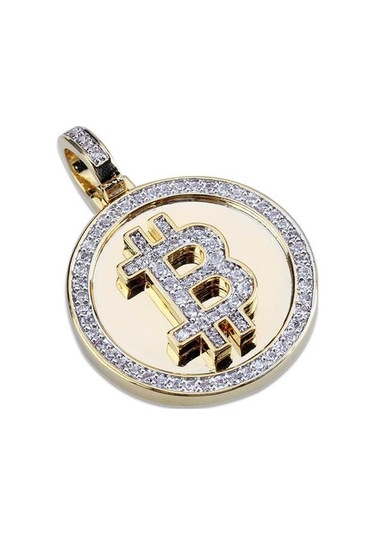 Mikro Açacağı Zirkon Bitcoin Kolye İlk B Mektup Charm Kolye Hip Hop Takı Hediye Kolye Kolyeler Altın - Beyaz
