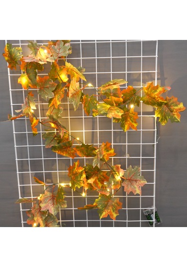 Suofeng Harvest Renkli Yapay Akçaağaç Yapraklı Işıklı Süs, 2m 10 Işık, 3xaa Pil Gerekiyor Pil Dahil Değil
