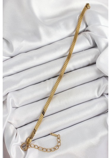 316l Çelik Gold Renk Yassı Zincir Model Kadın Bileklik Çok Renkli