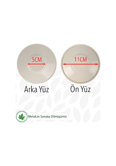 12'li Metal Çay Tabağı - Krem Krem