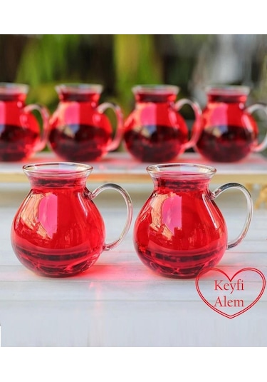 Kapris 6 Lı Keyfi Ala Borosilikat Cam Bardak Çay Bardağı 200 ml